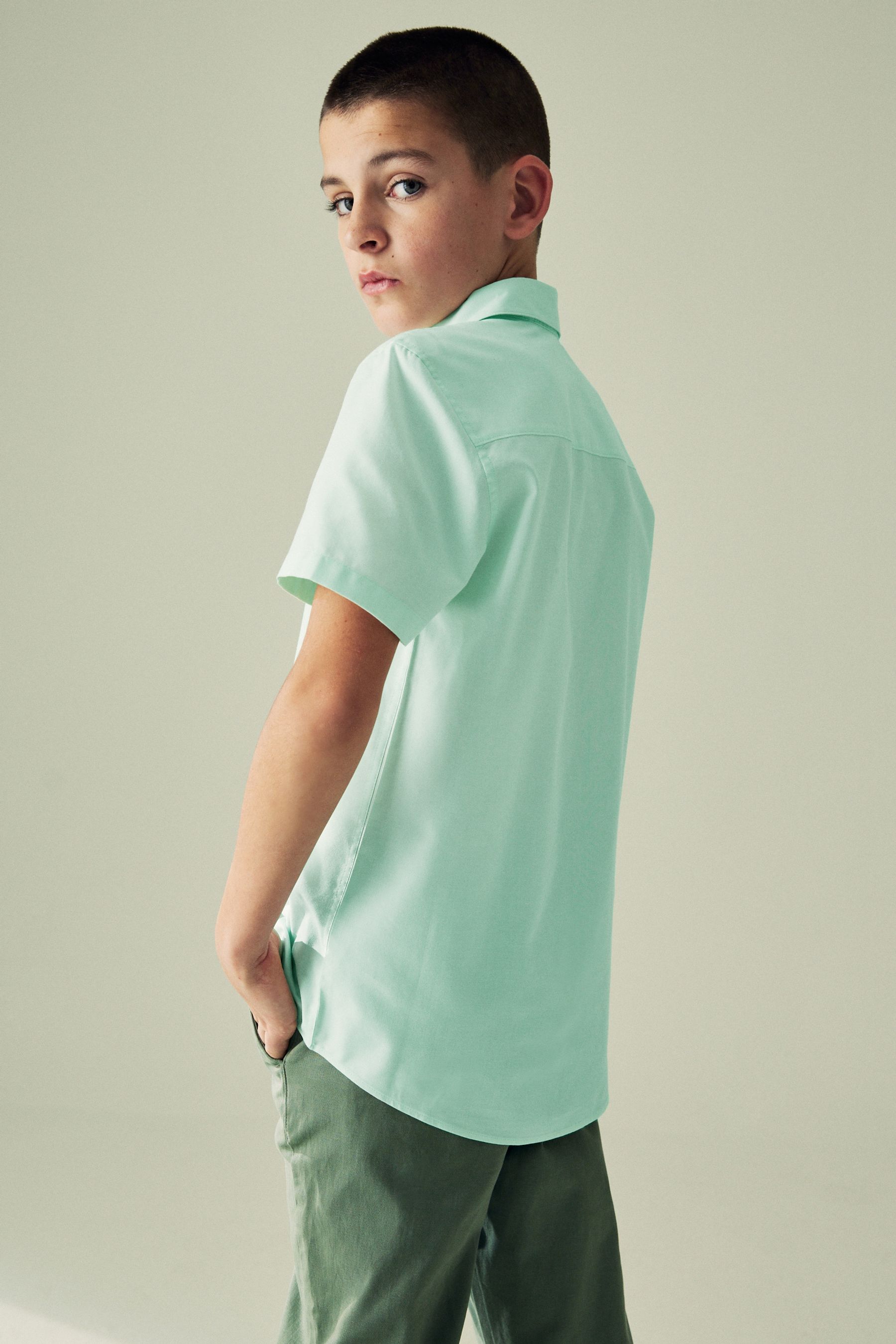 Buy Mint Green Short Sleeve Cotton Rich Oxford Shirt 3 16yrs from Next France