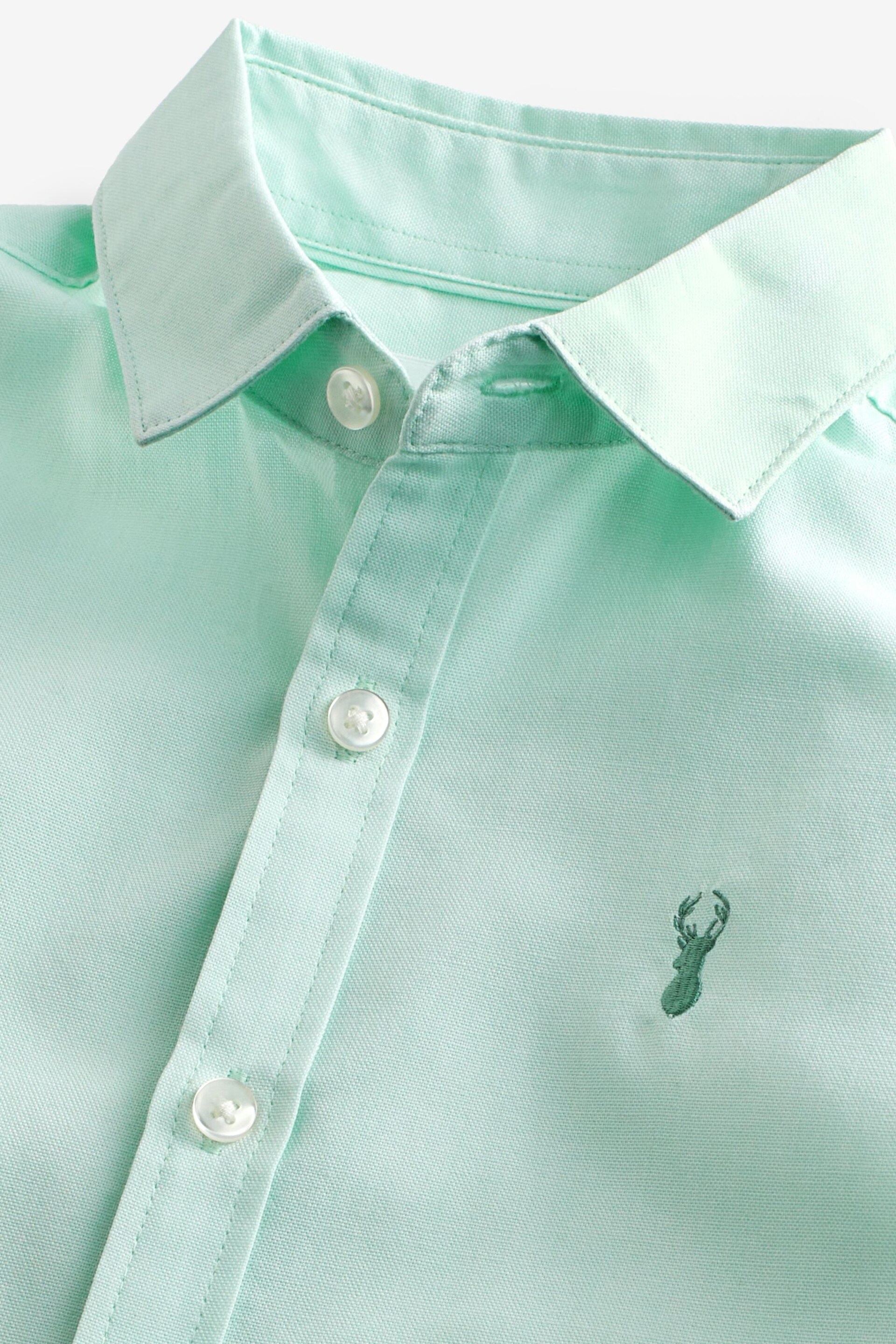 Mint Green Short Sleeve Cotton Rich Oxford Shirt (3-16yrs) - Image 3 of 3