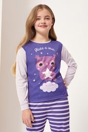 Harry Bear Purple Make A Wish Owl Animal Printed Pyjamas - Image 2 of 4