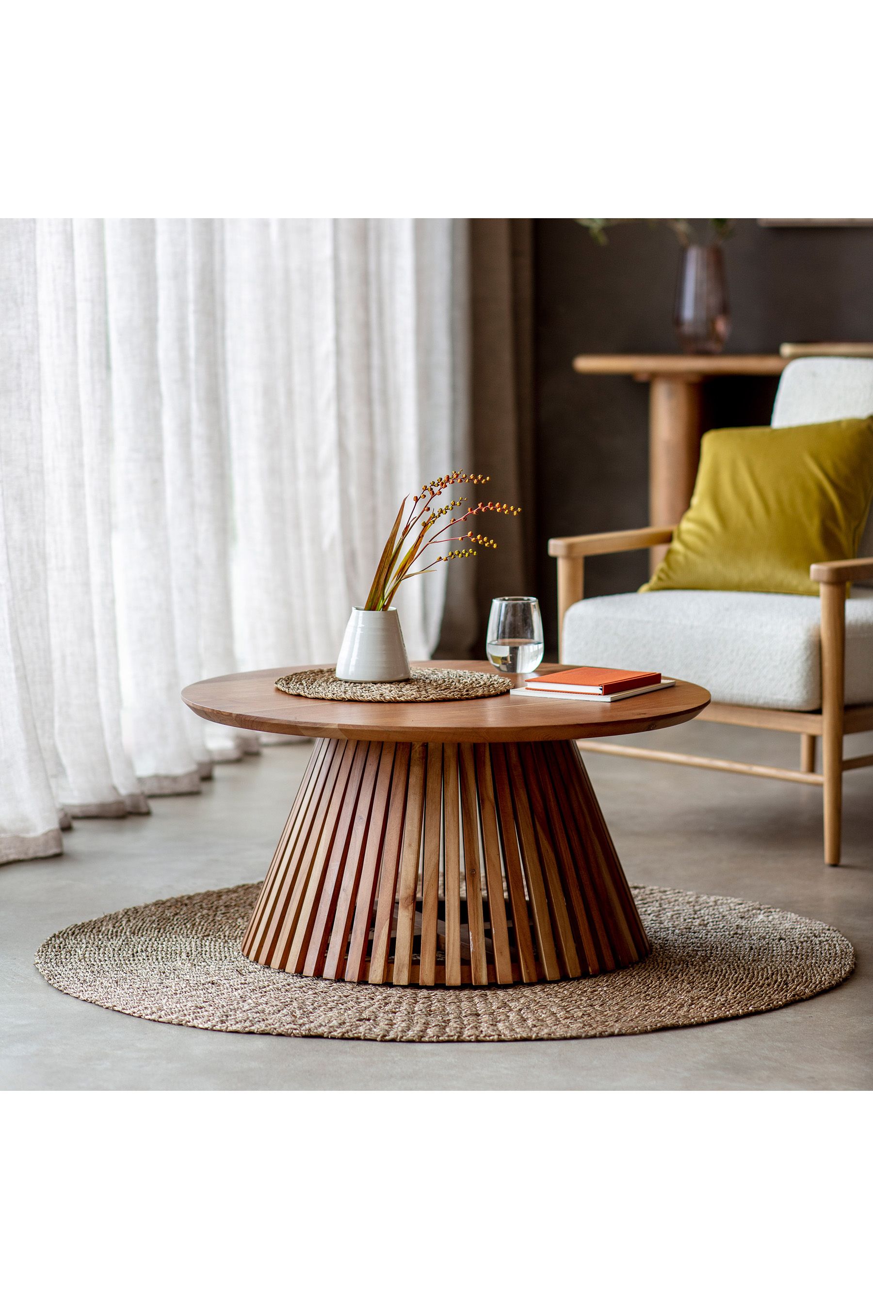 Buy Gallery Home Natural Benton Slatted Round Coffee Table from the Next UK online shop