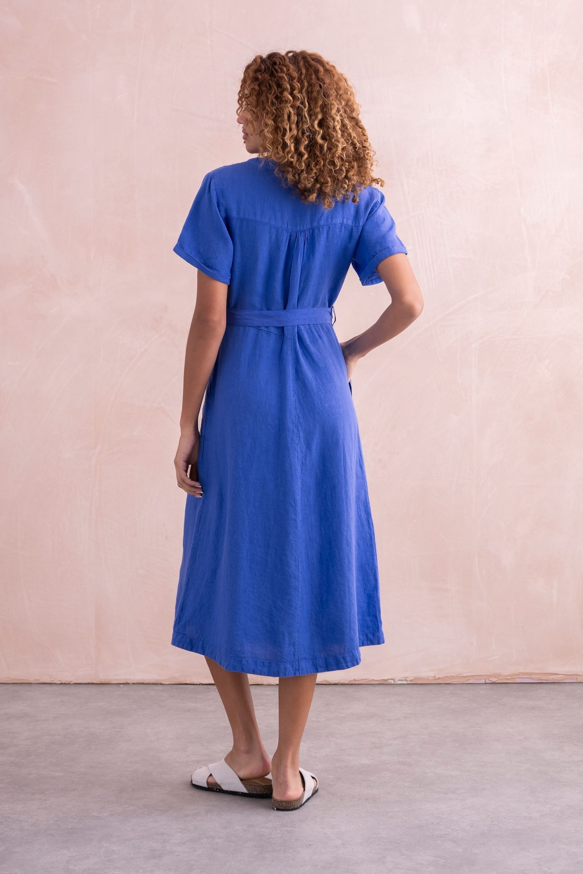 Celtic & Co. Blue Linen Button Through Dress - Image 2 of 7