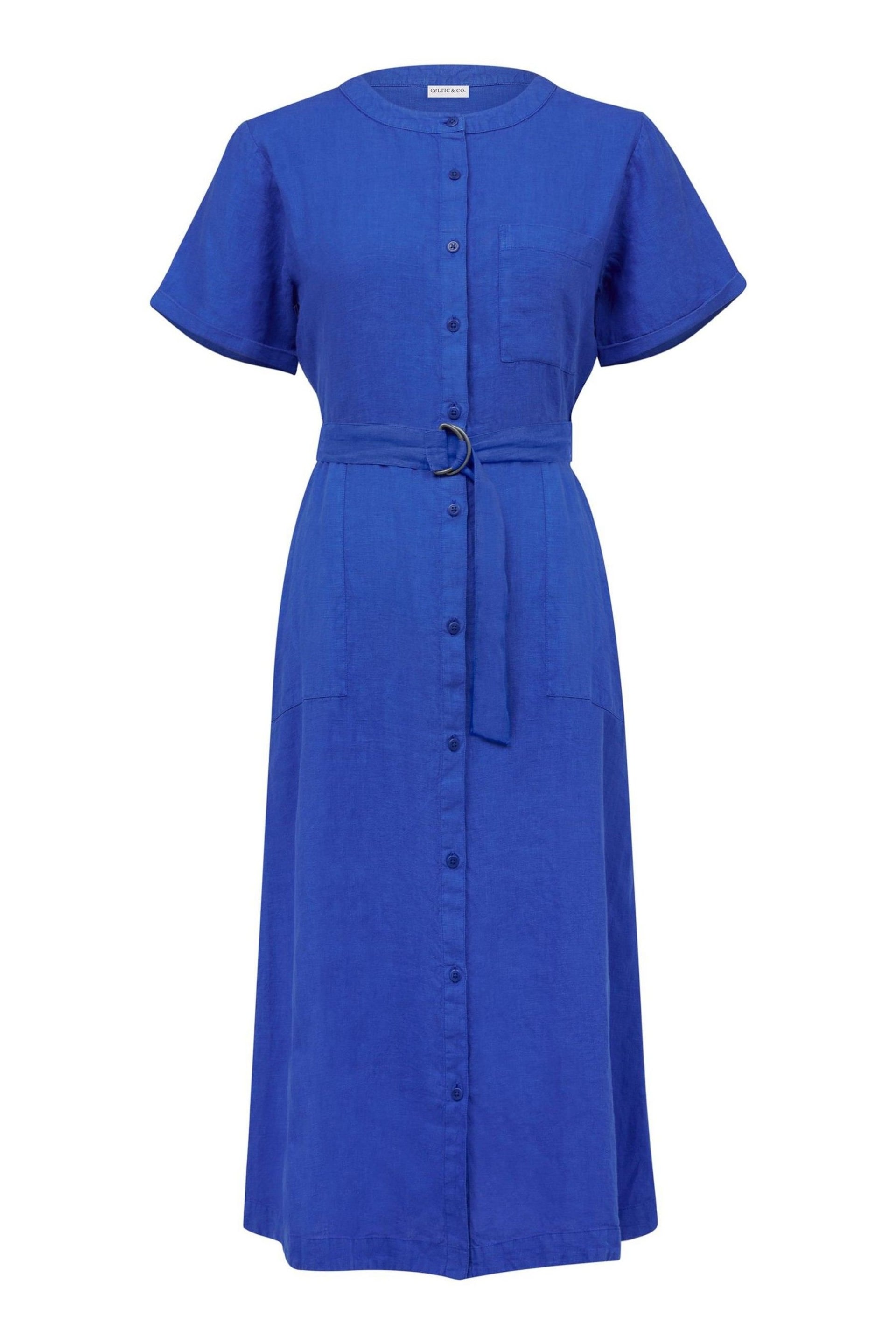 Celtic & Co. Blue Linen Button Through Dress - Image 3 of 7
