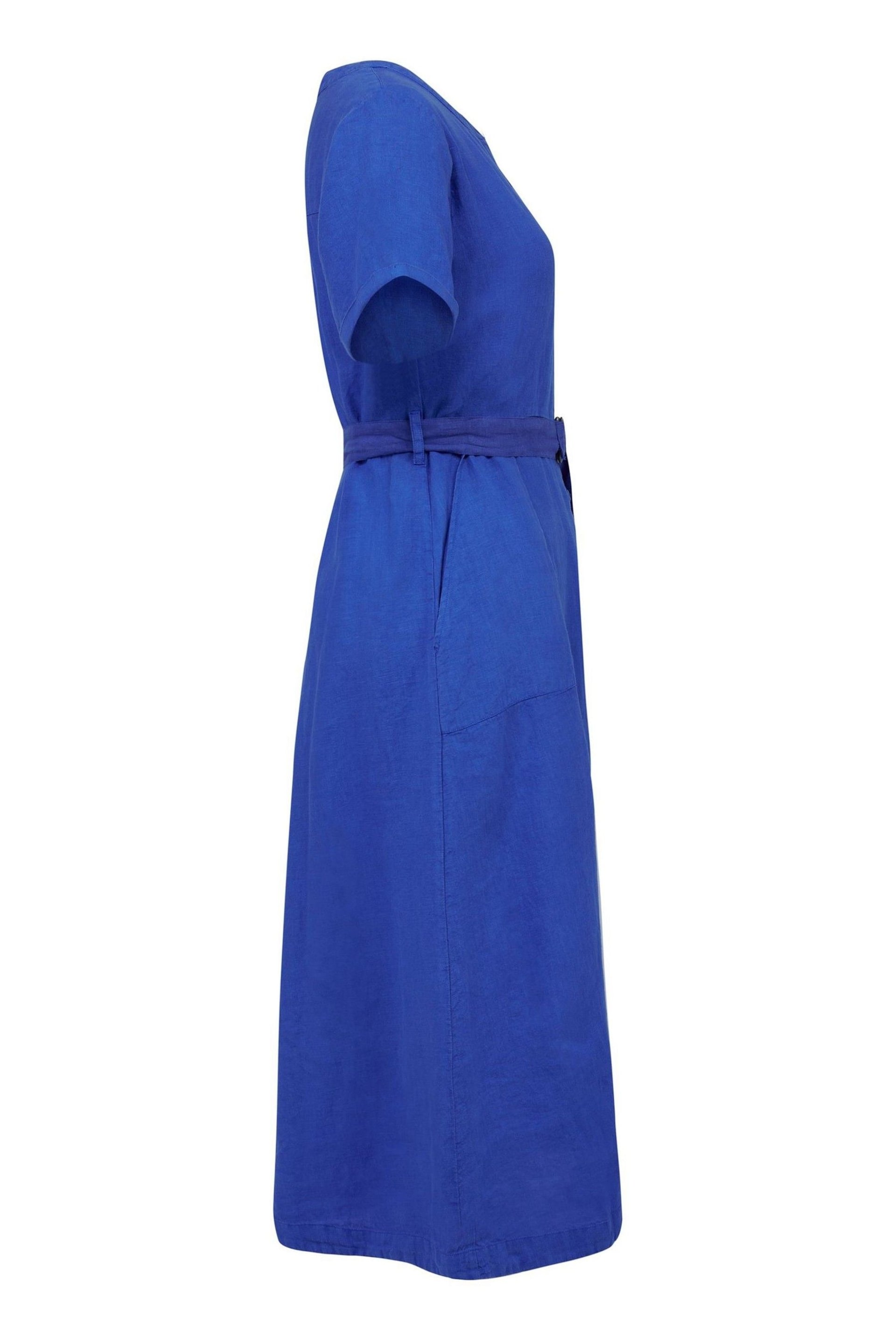 Celtic & Co. Blue Linen Button Through Dress - Image 5 of 7