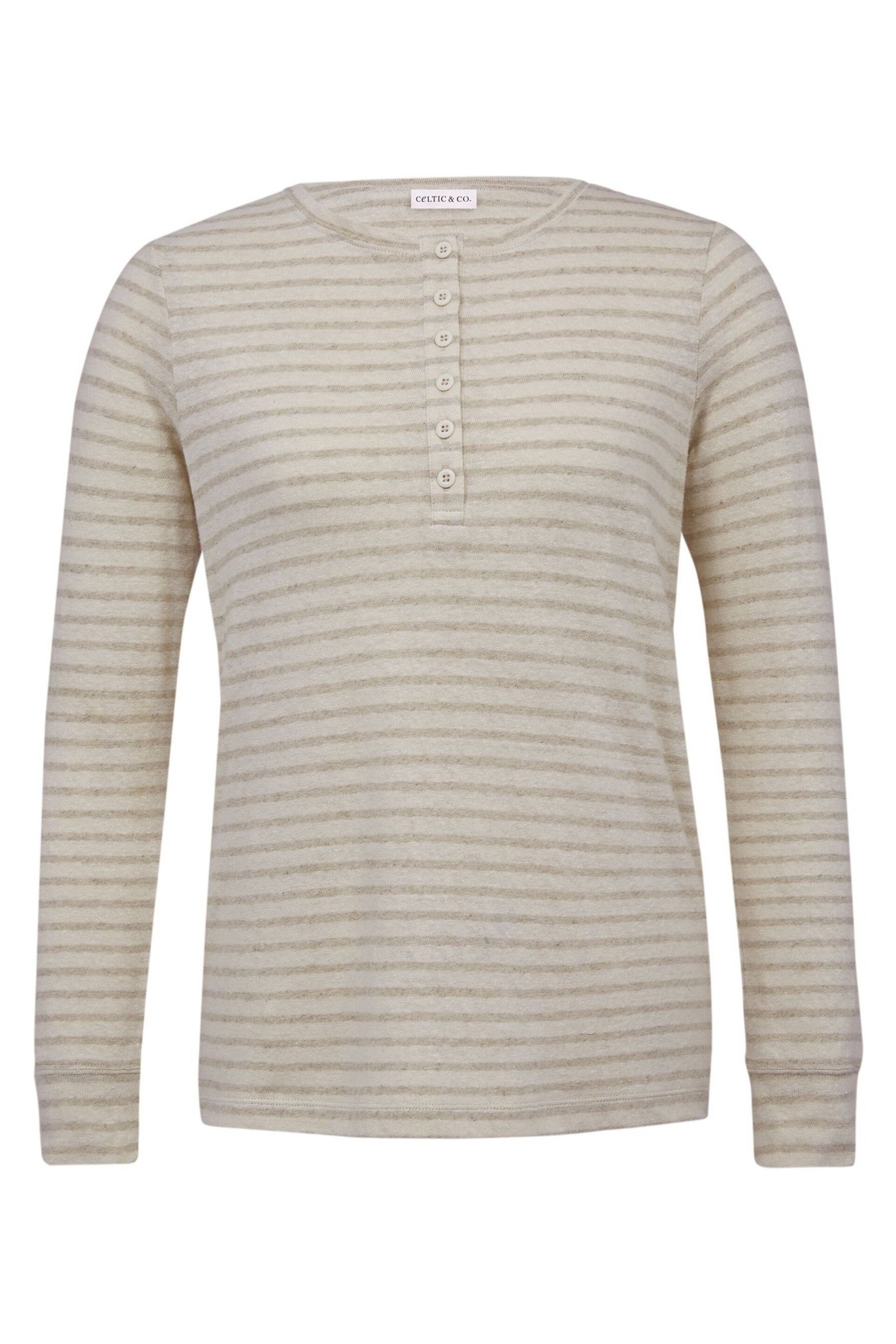 Celtic & Co. Cream Linen/Cotton Henley Top - Image 3 of 6