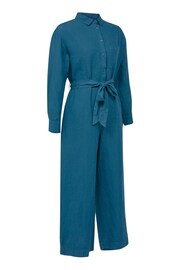 Celtic & Co. Blue Linen Long Sleeve Jumpsuit - Image 4 of 5