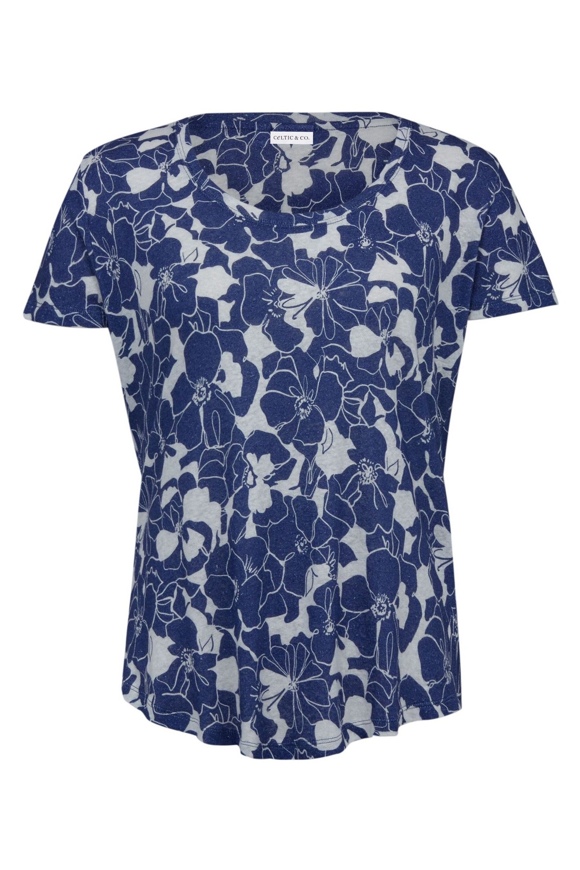 Celtic & Co. Blue Linen / Cotton Scoop Neck T-Shirt - Image 2 of 5