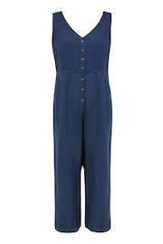 Celtic & Co. Blue Linen V Neck Sleeveless Jumpsuit - Image 3 of 8