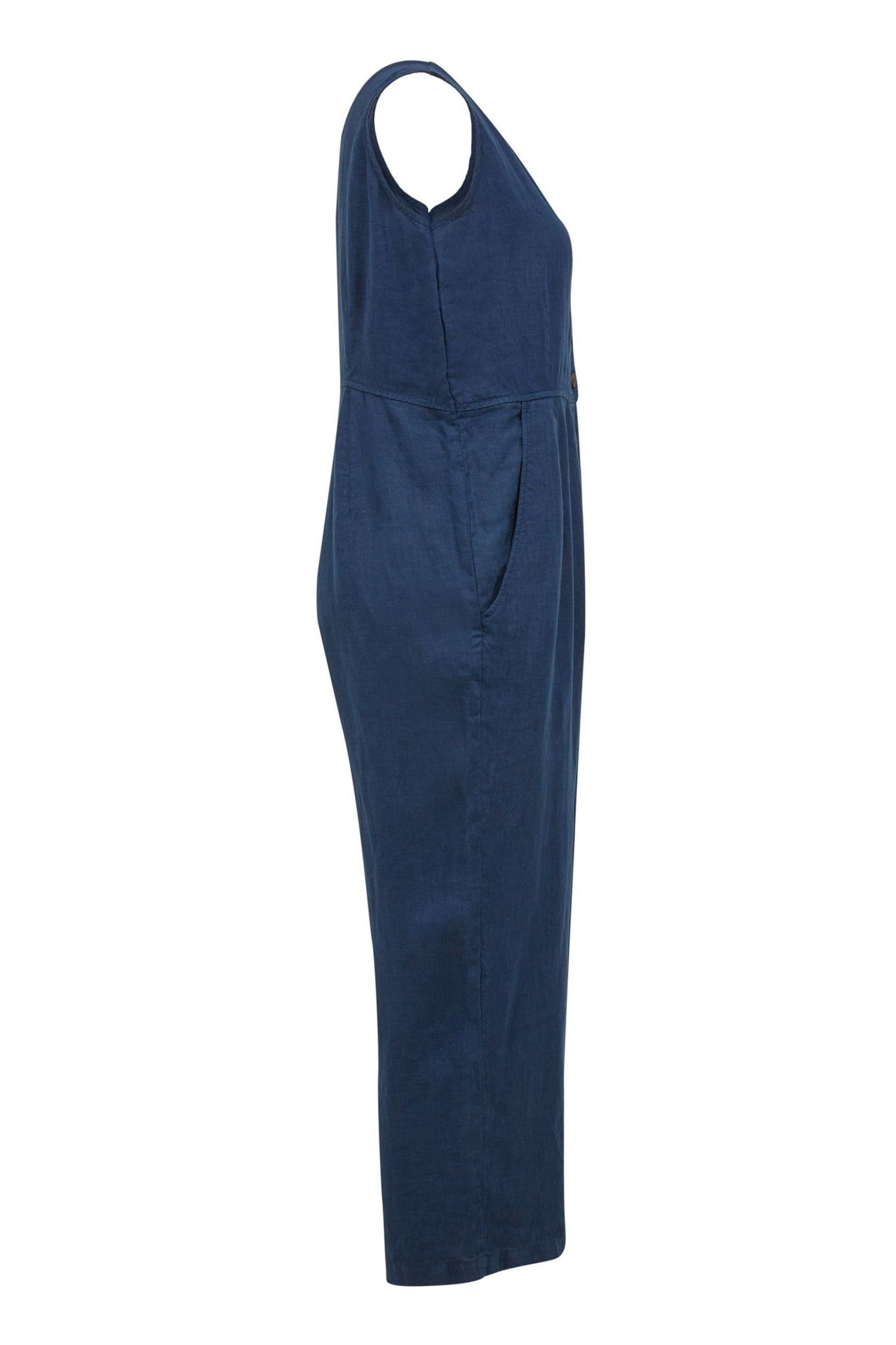 Celtic & Co. Blue Linen V Neck Sleeveless Jumpsuit - Image 5 of 8