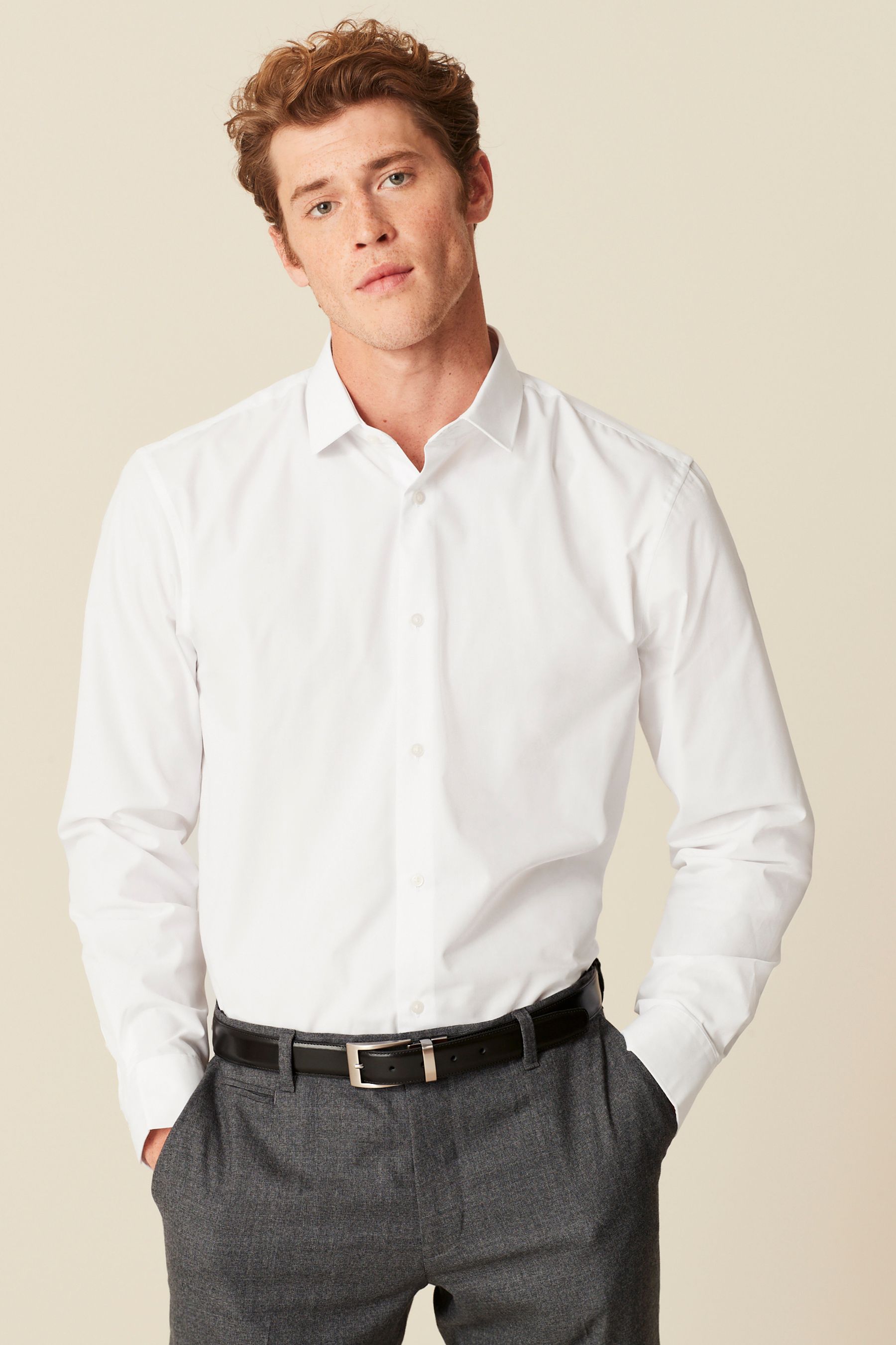 Buy White Regular Fit Easy Care Single Cuff Shirts 2 Pack from the Next UK online shop