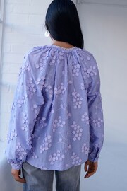 Lilac Purple Tie Neck Floral Blouse - Image 3 of 6