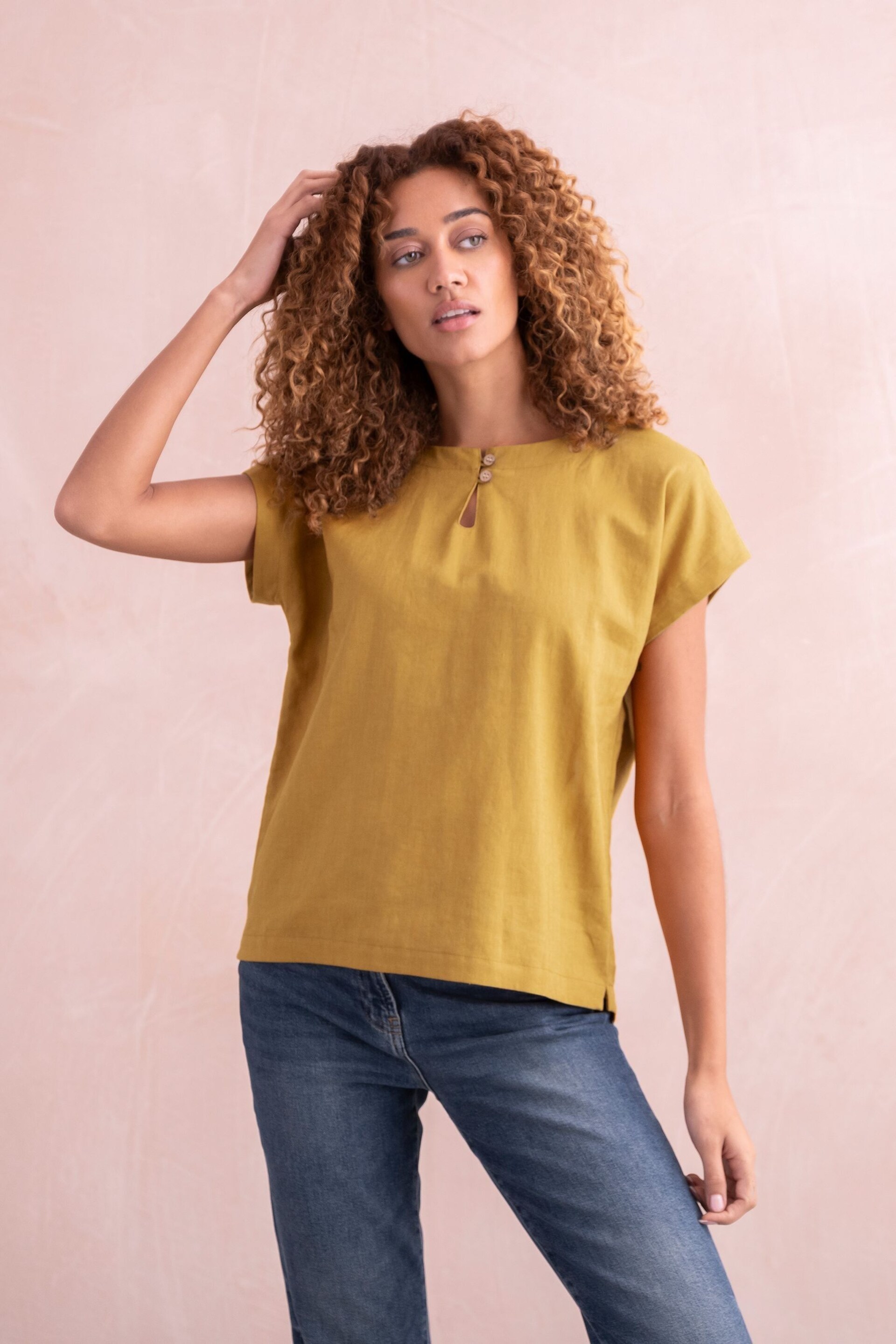 Celtic & Co. Gold Button Detail Top - Image 1 of 7