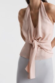 Reiss Nude Freda Tie Halter Neck Blouse - Image 3 of 5