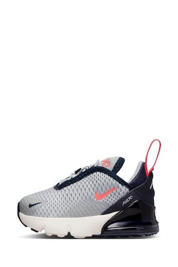 Nike Grey/Red Infant Air Max 270 Trainers