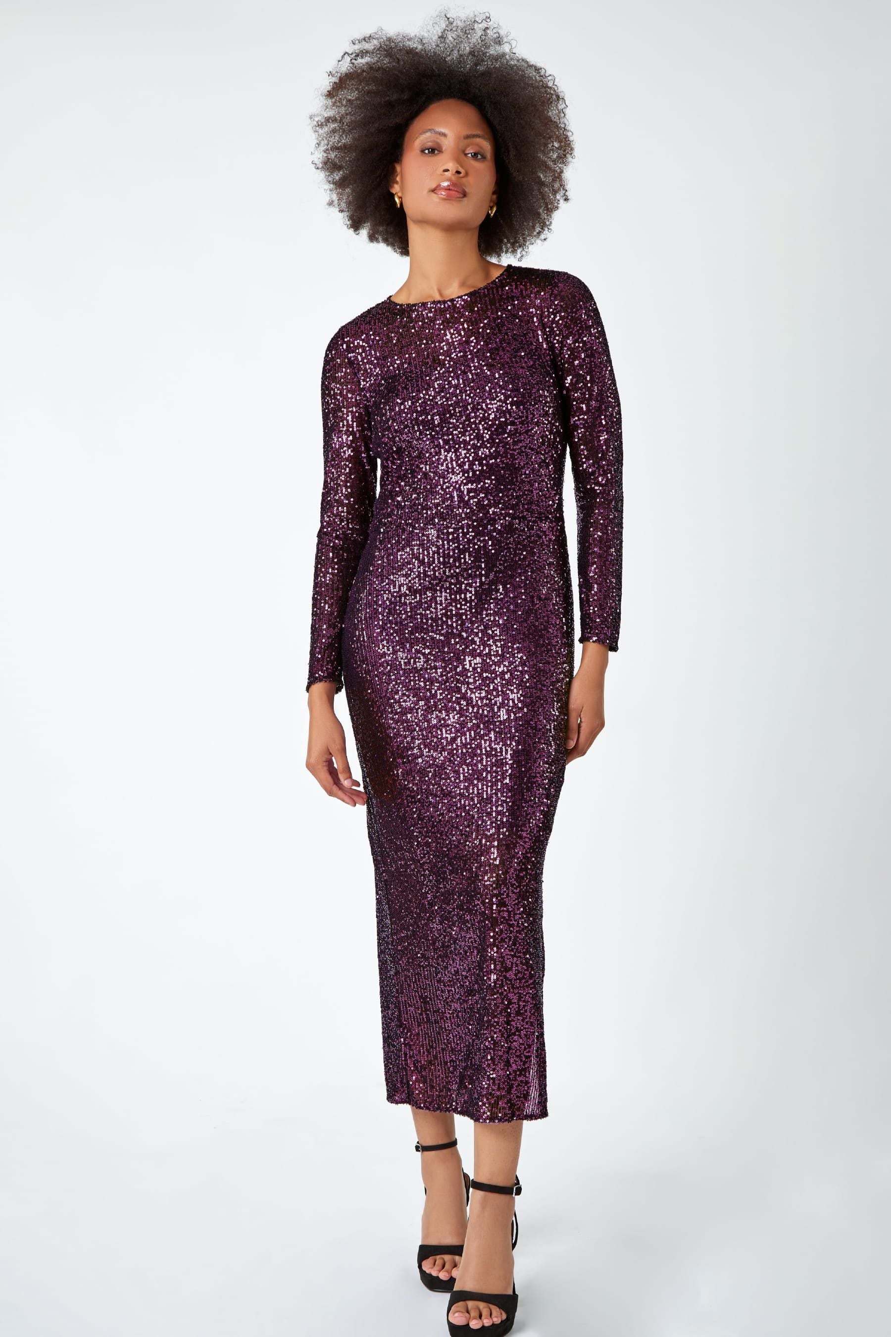 Buy Dusk Purple Sequin Embellished Midi Dress from the Next UK