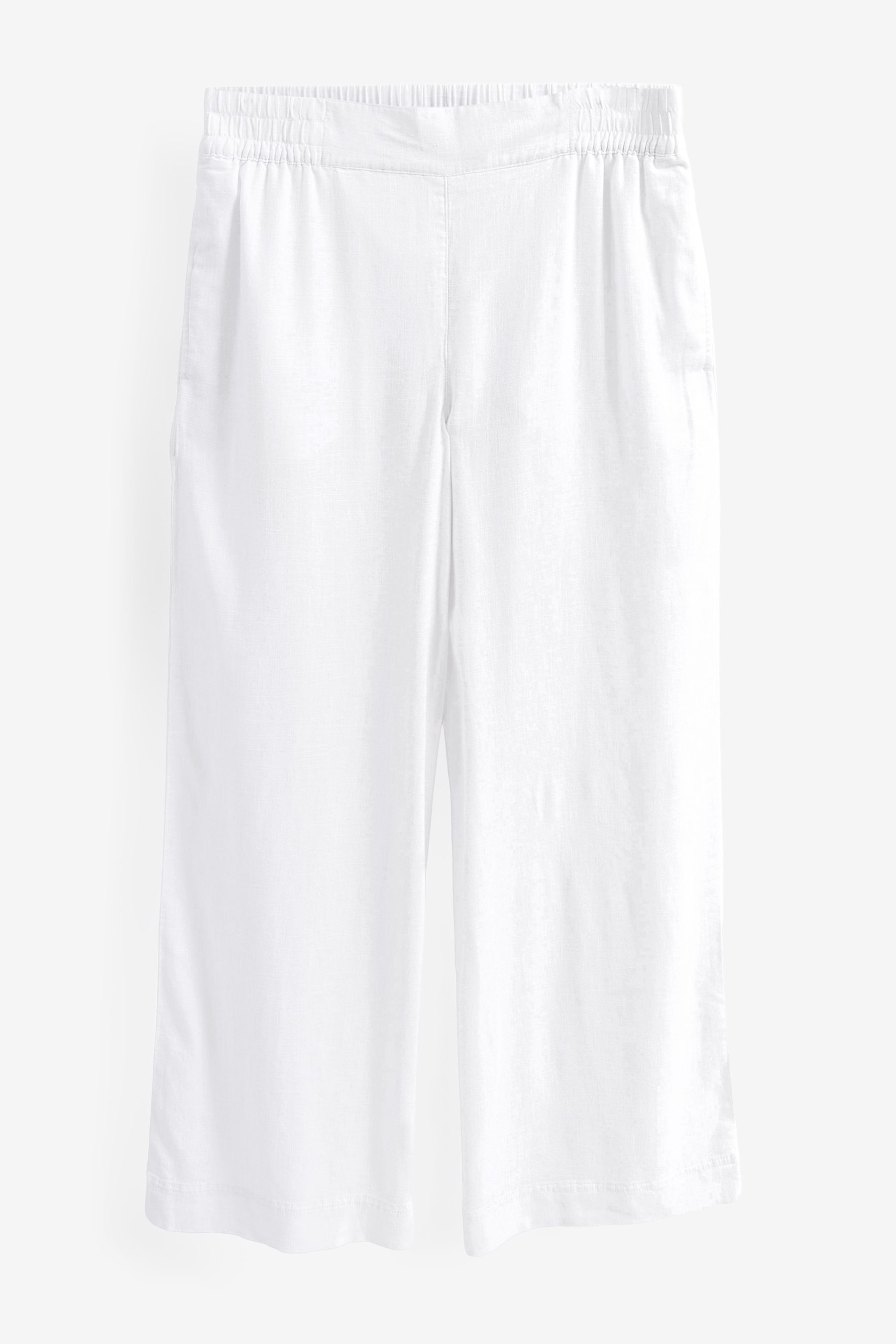 Buy White Linen Blend Wide Leg Trousers from Next Luxembourg