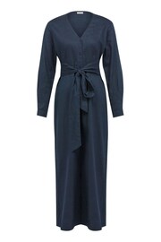 Celtic & Co. Blue Linen Tie Waist Jumpsuit - Image 4 of 9