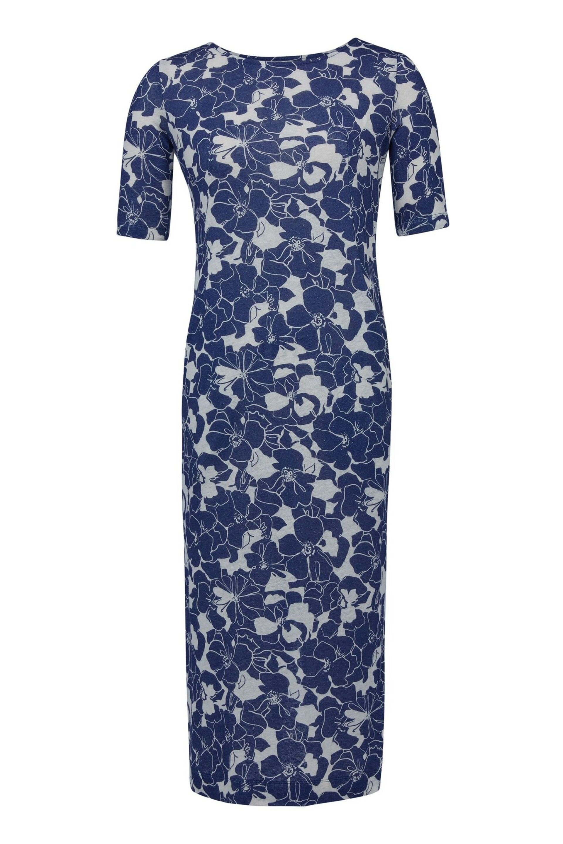 Celtic & Co. Blue Linen / Cotton Button Back Dress - Image 4 of 6
