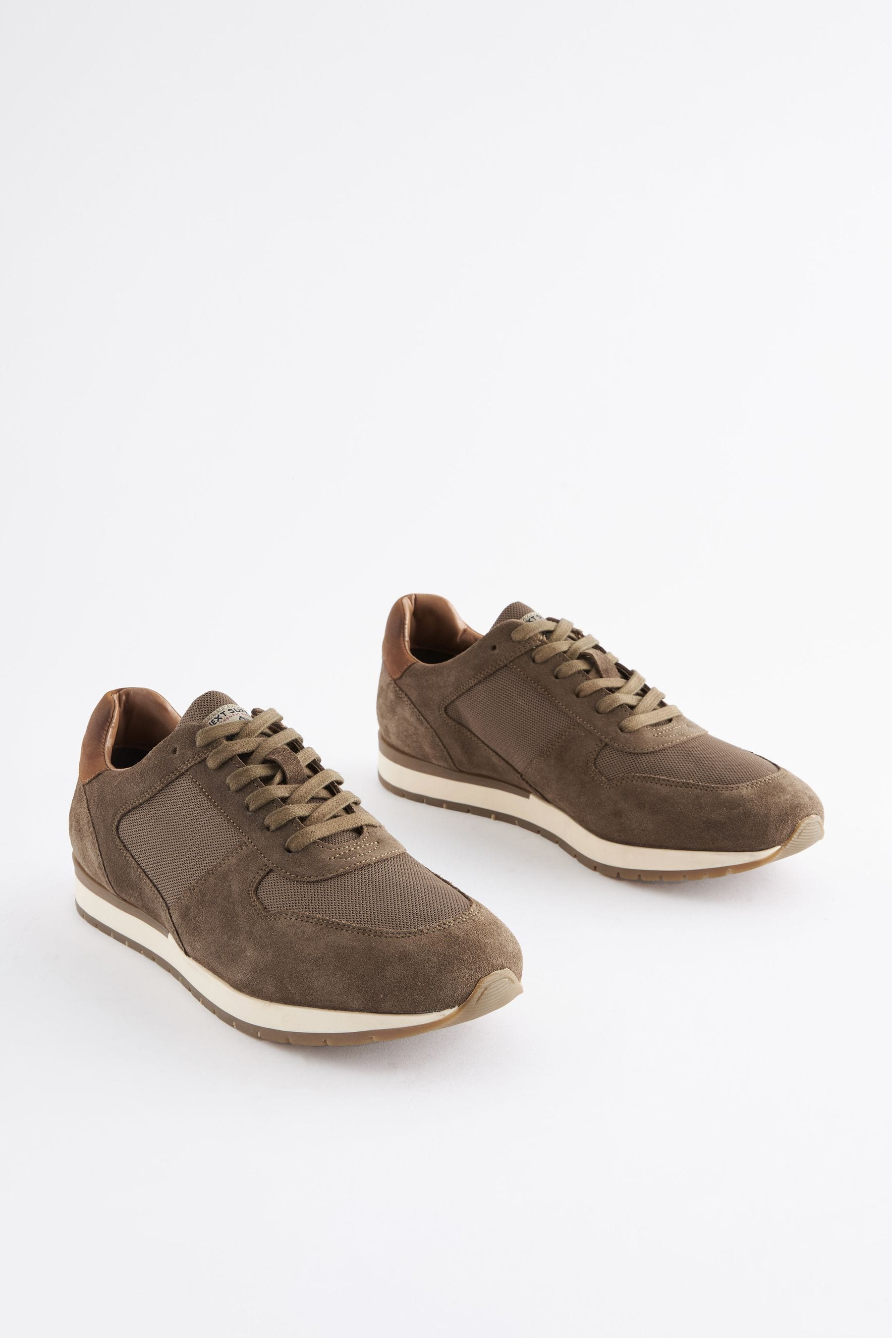 Buy Taupe Brown Suede Trainers from Next Luxembourg