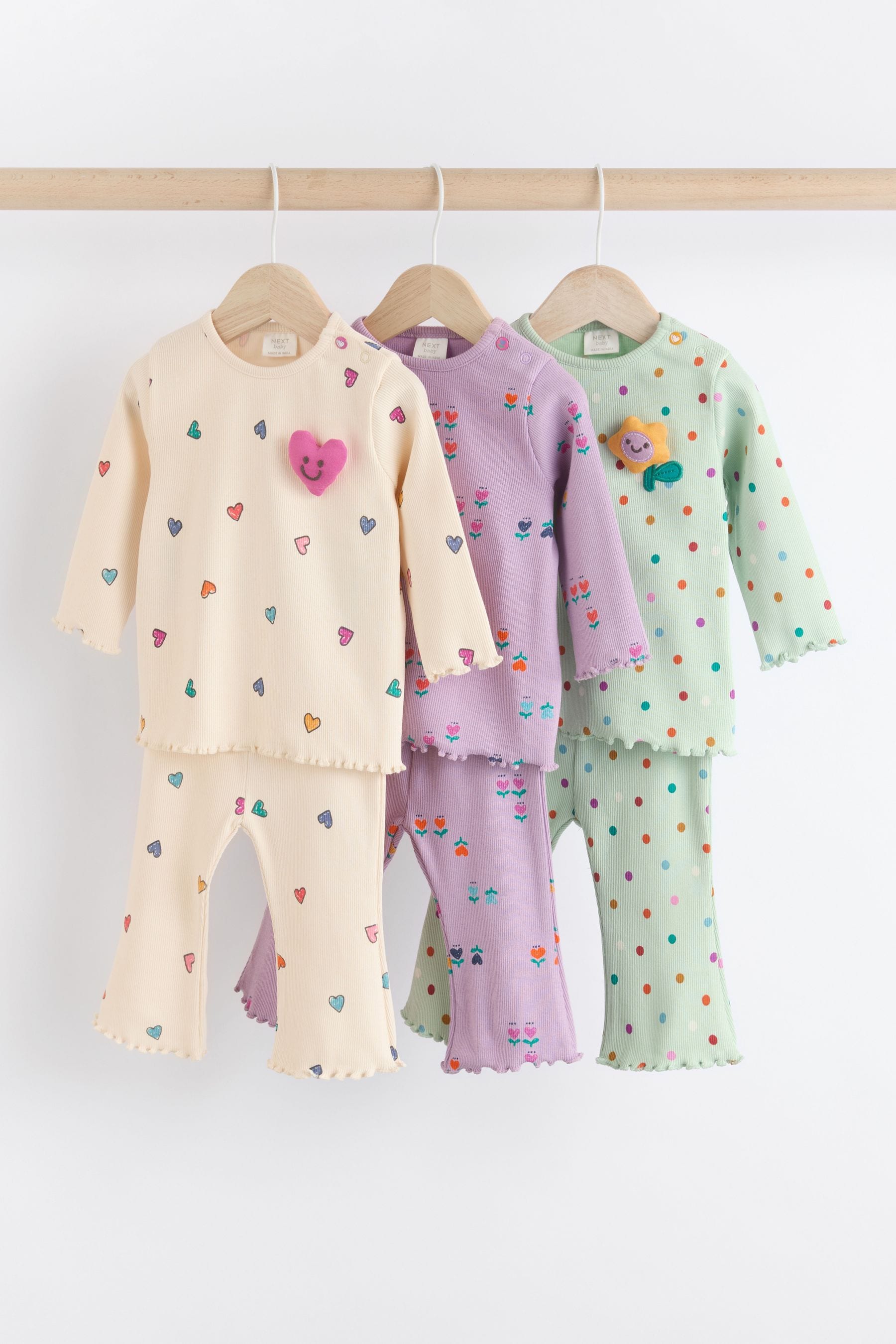 Buy Lilac Purple Blue Character Baby Long Sleeve 100 Cotton Top And Leggings Set 3 Pack from the Next UK online shop