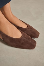 Brown Forever Comfort® Square Toe Leather Sling Back Shoes - Image 3 of 8