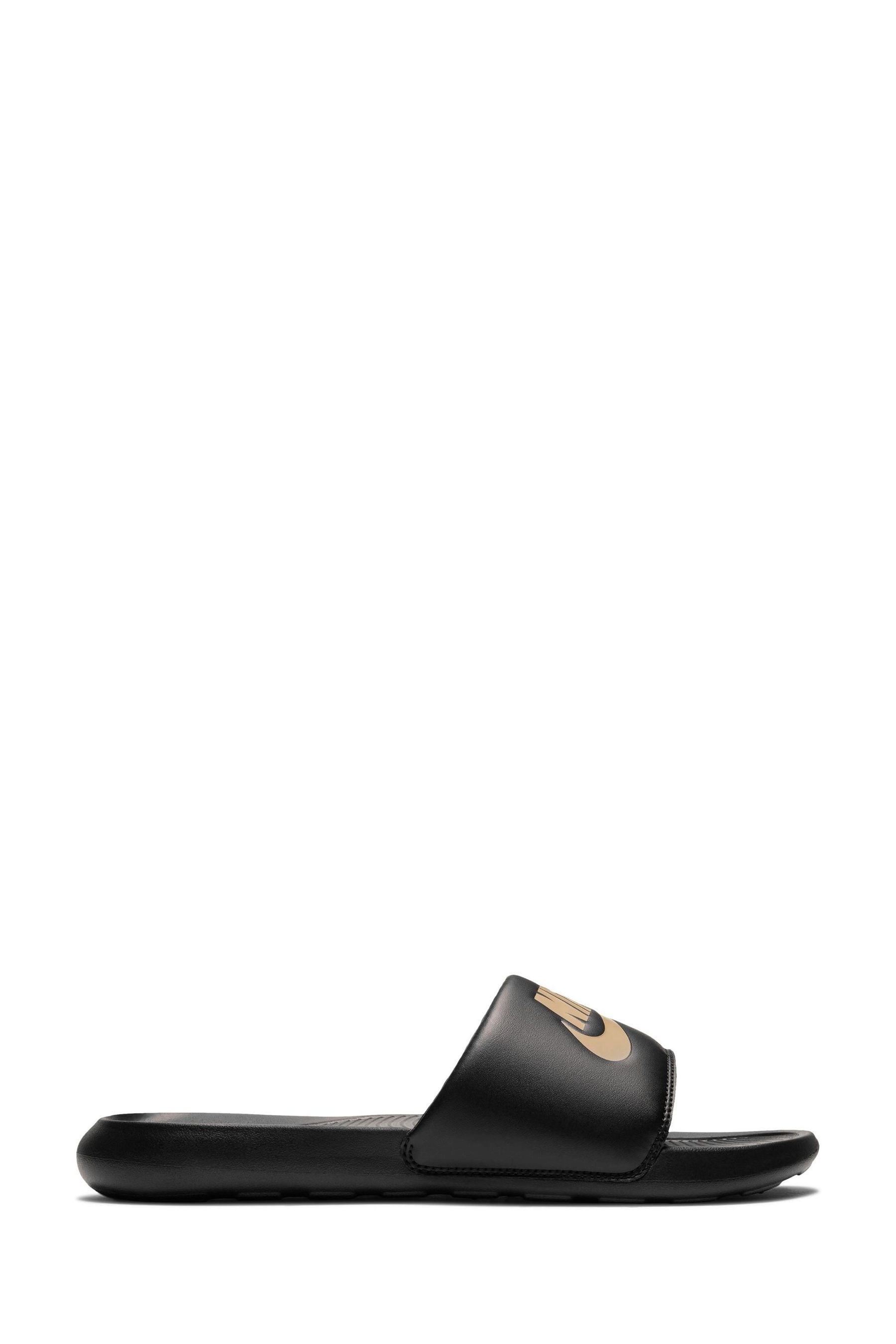 Nike Black Gold Victori One Sliders