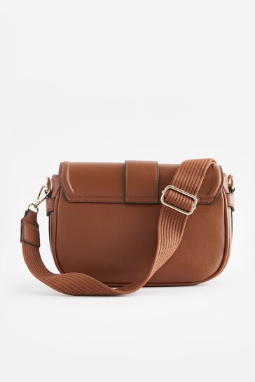 Tan Brown Casual Flap Over Cross-Body Bag