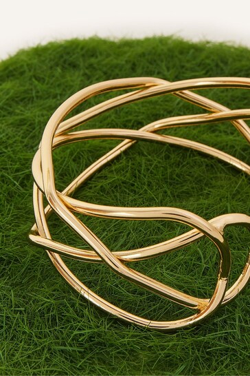 Accessorize Gold Tone Woven Metal Cuff Bracelet
