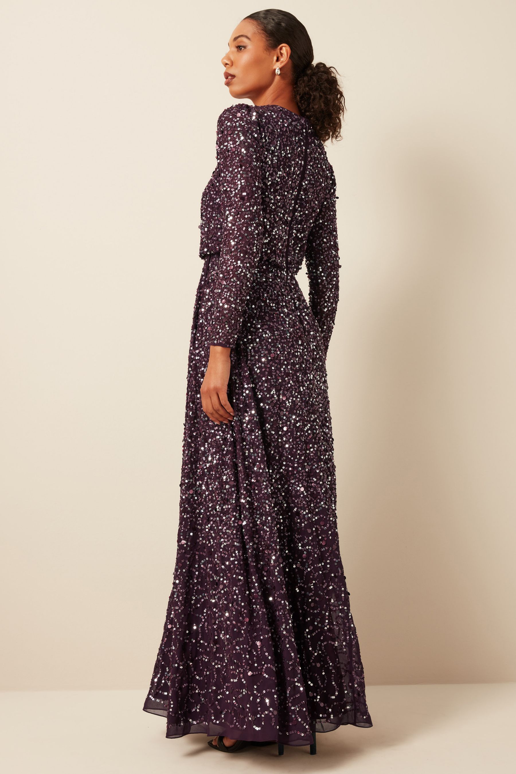Buy Maya Red All Over Embellished Wrap Skirt Long Sleeve Maxi Dress from Next Luxembourg