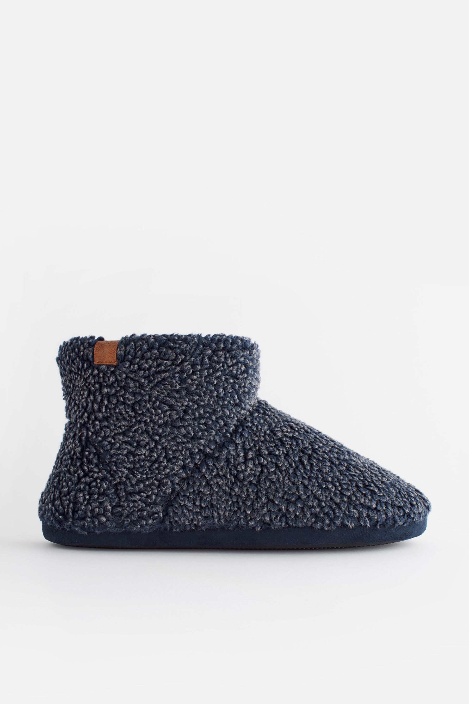 Navy Blue Borg Slipper Boots