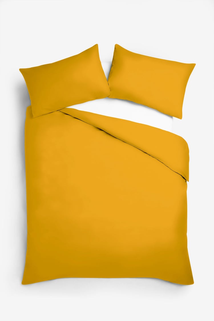 Yellow Mustard Cotton Rich Duvet Cover and Pillowcase Set - Image 4 of 4