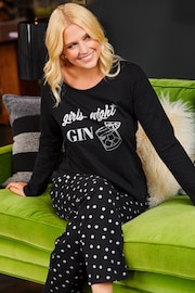 Pour Moi Black Girls Night Gin Cotton Jersey Pyjamas Set - Image 6 of 8