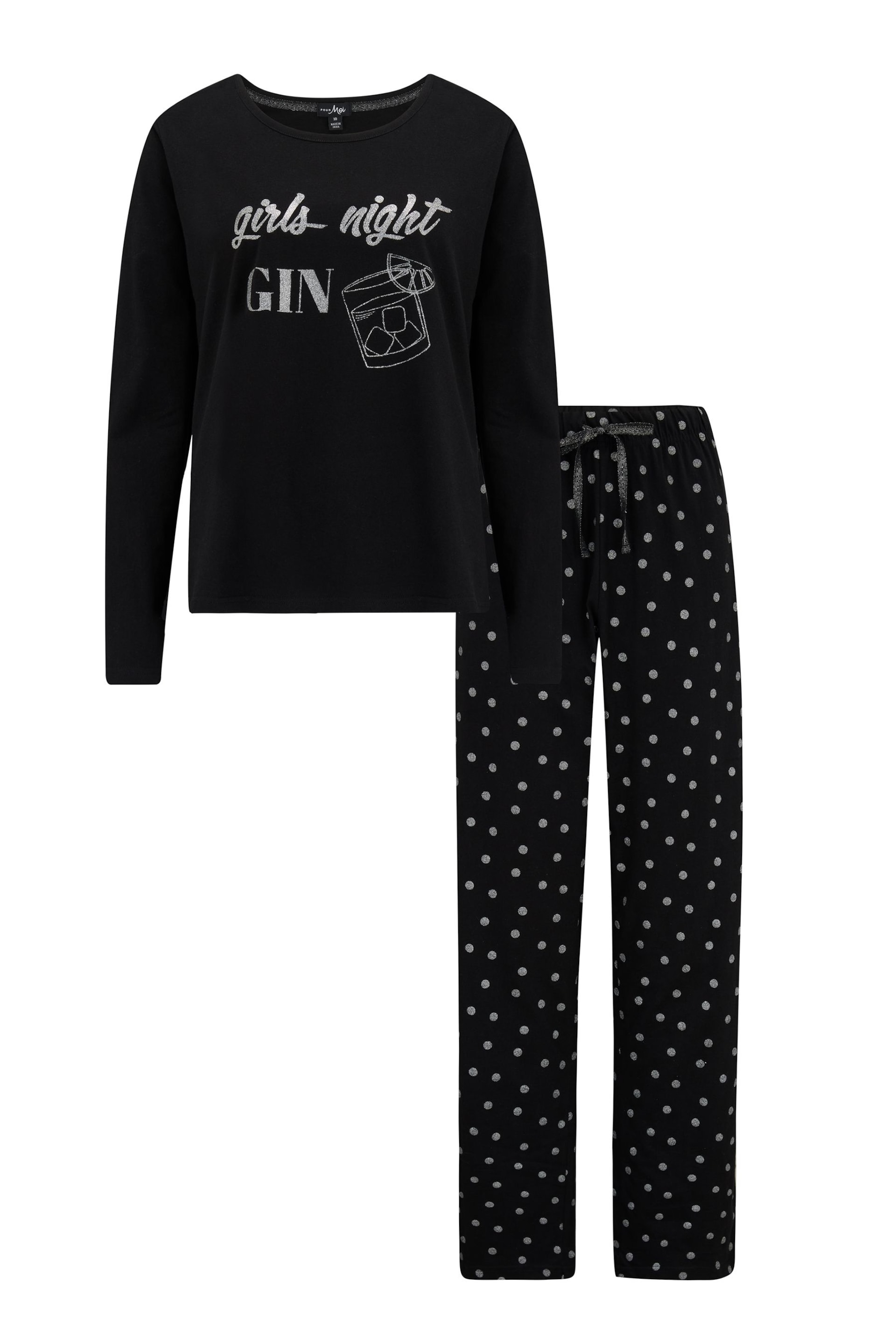 Pour Moi Black Girls Night Gin Cotton Jersey Pyjamas Set - Image 7 of 8