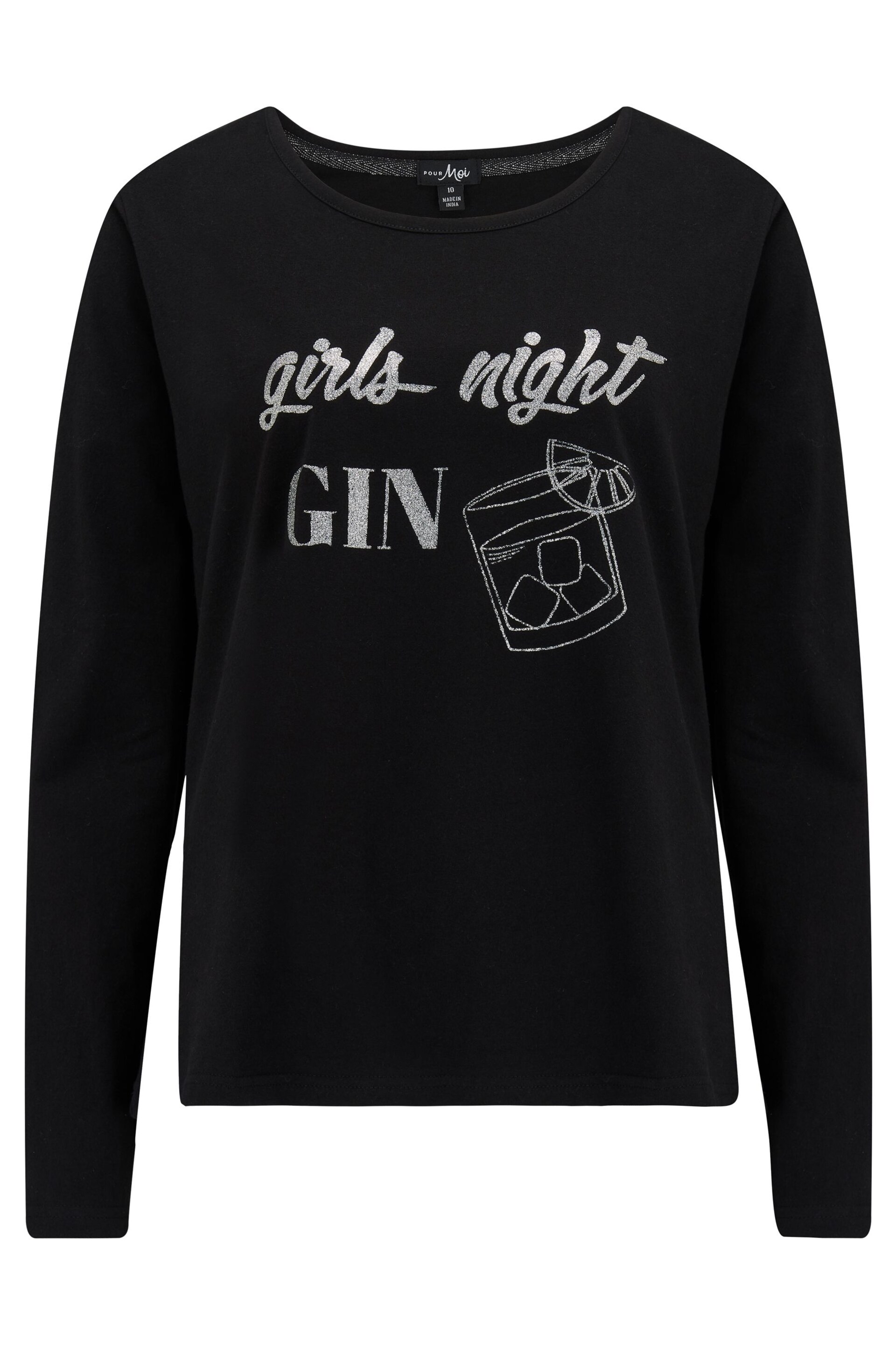 Pour Moi Black Girls Night Gin Cotton Jersey Pyjamas Set - Image 8 of 8