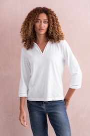 Celtic & Co. Organic Cotton Jersey Trim Detail White Polo Top - Image 1 of 5