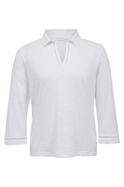 Celtic & Co. Organic Cotton Jersey Trim Detail White Polo Top - Image 3 of 5