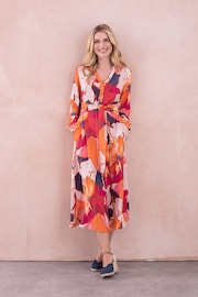 Celtic & Co. Orange Tie Front Midi Dress - Image 2 of 8