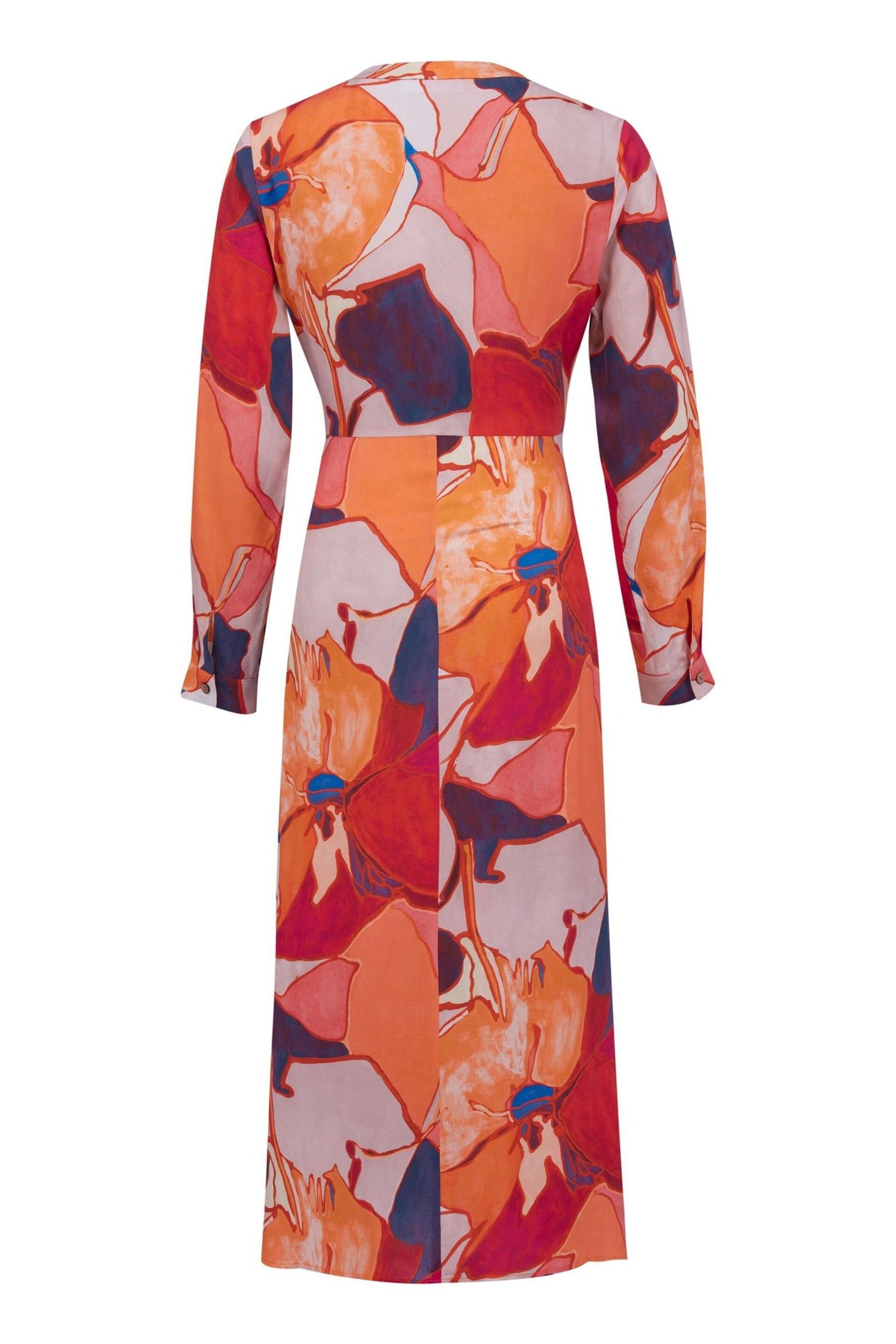 Celtic & Co. Orange Tie Front Midi Dress - Image 5 of 8