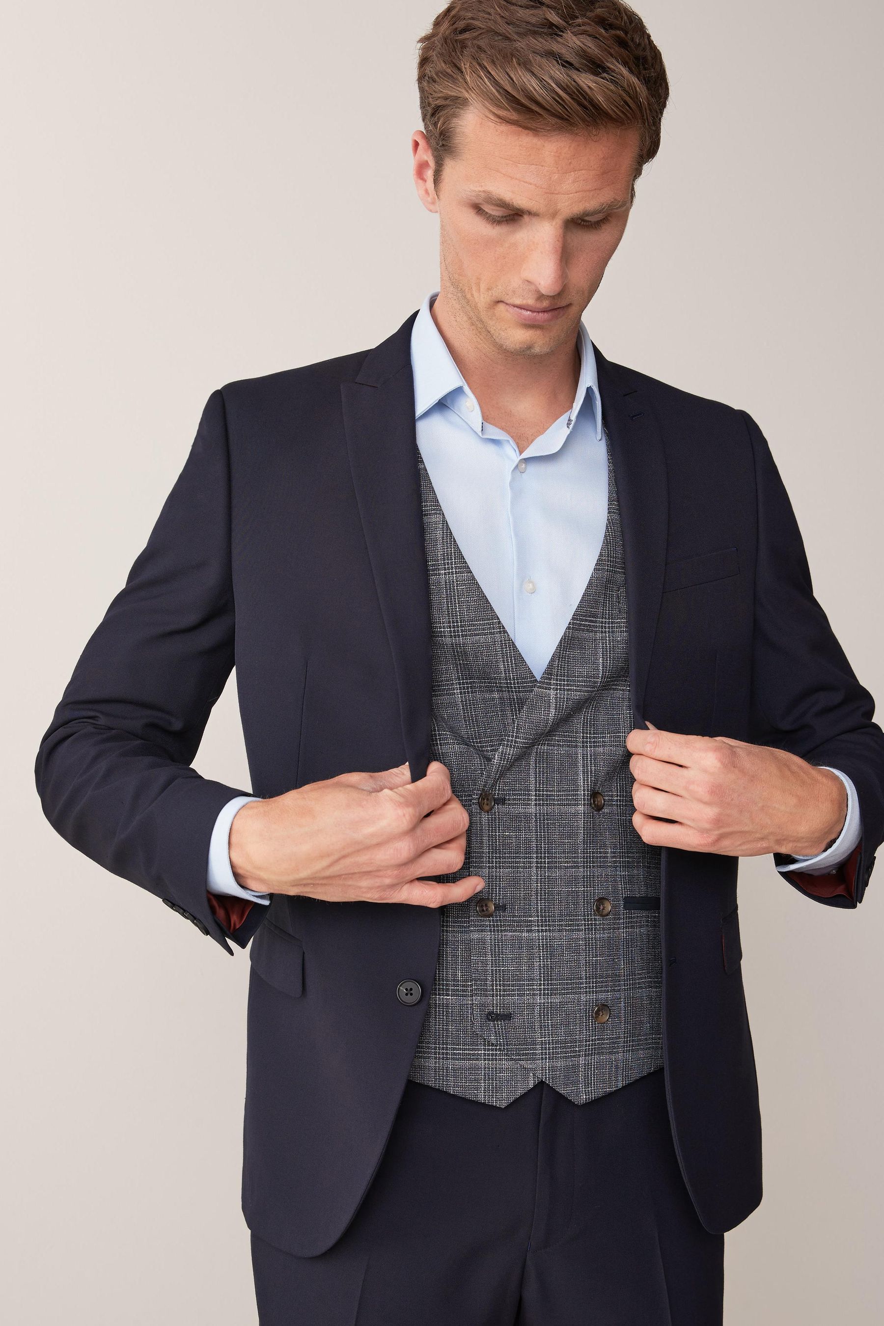 Buy Navy Blue Skinny Fit Two Button Suit Jacket from Next Luxembourg