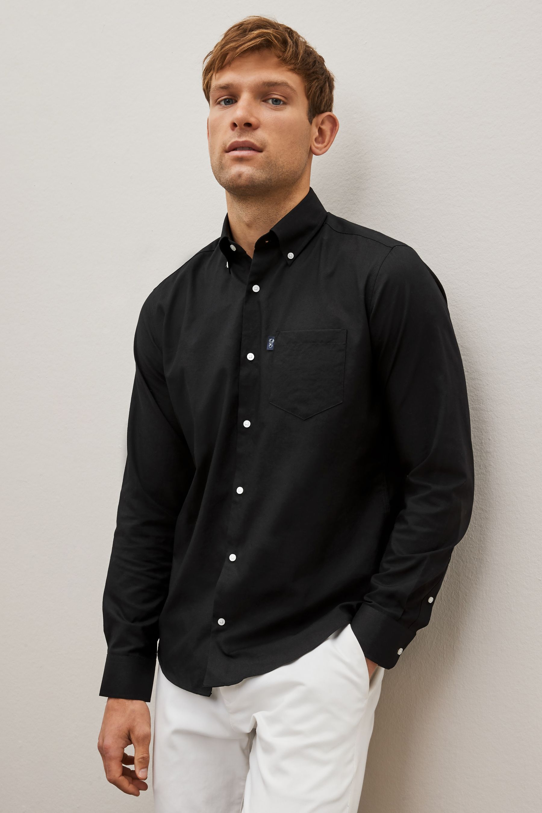 Black oxford shirt mens clearance
