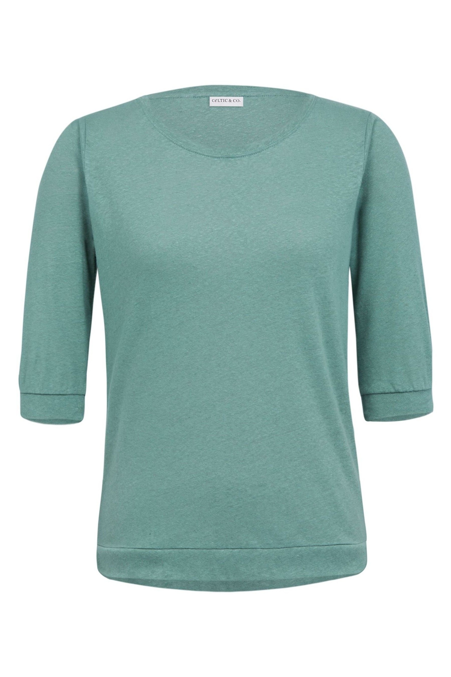 Celtic & Co. Green Linen Cotton Half Sleeve Sweatshirt - Image 4 of 7