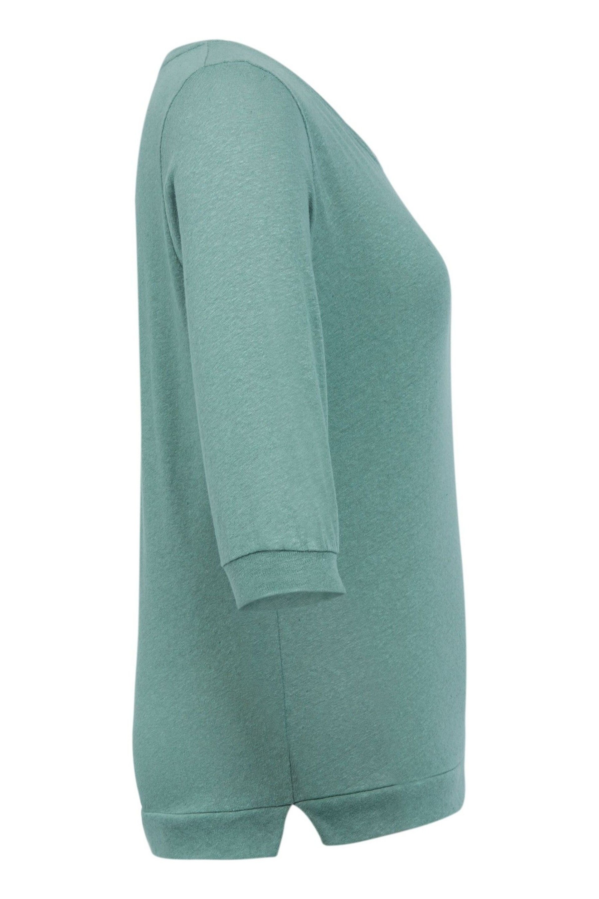 Celtic & Co. Green Linen Cotton Half Sleeve Sweatshirt - Image 6 of 7