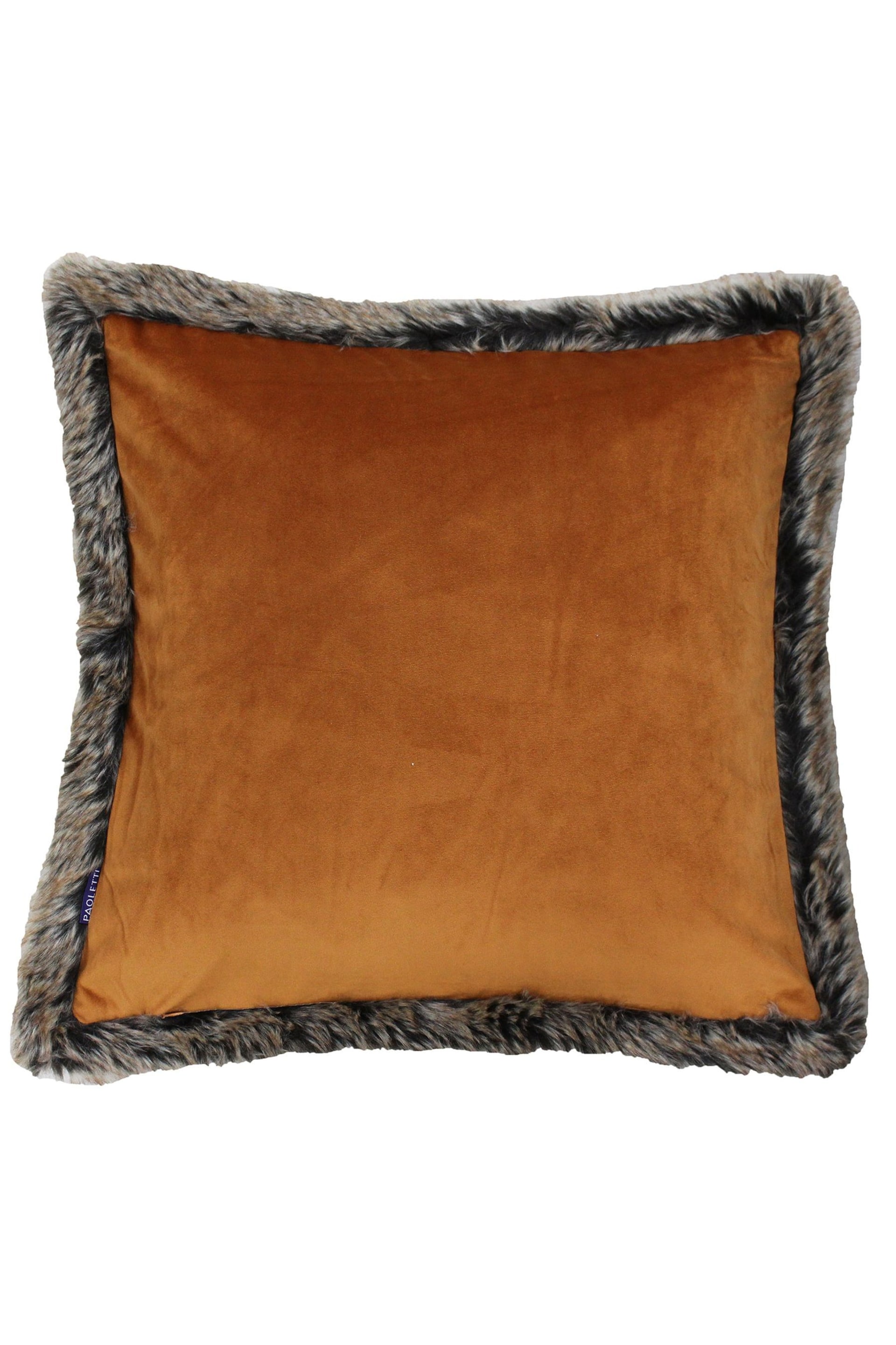 Riva Paoletti Rust Orange Kiruna Faux Fur Trim Polyester Filled Cushion - Image 1 of 2