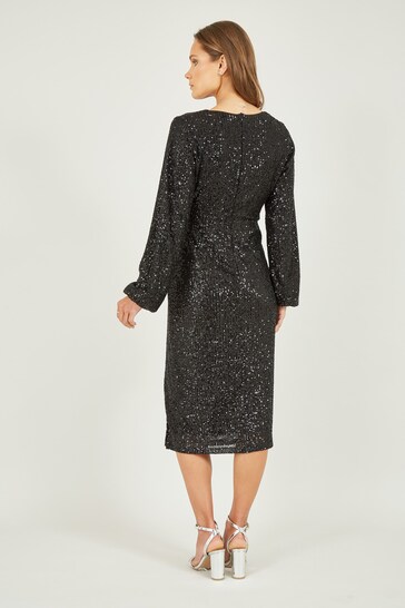 Black Long Sleeve Sequin Maxi Dress - Sale from Yumi UK