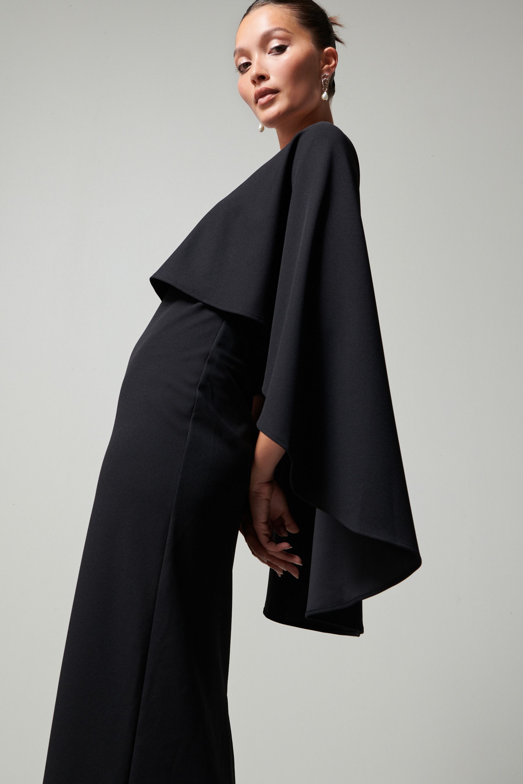 Black cape outlet maxi dress