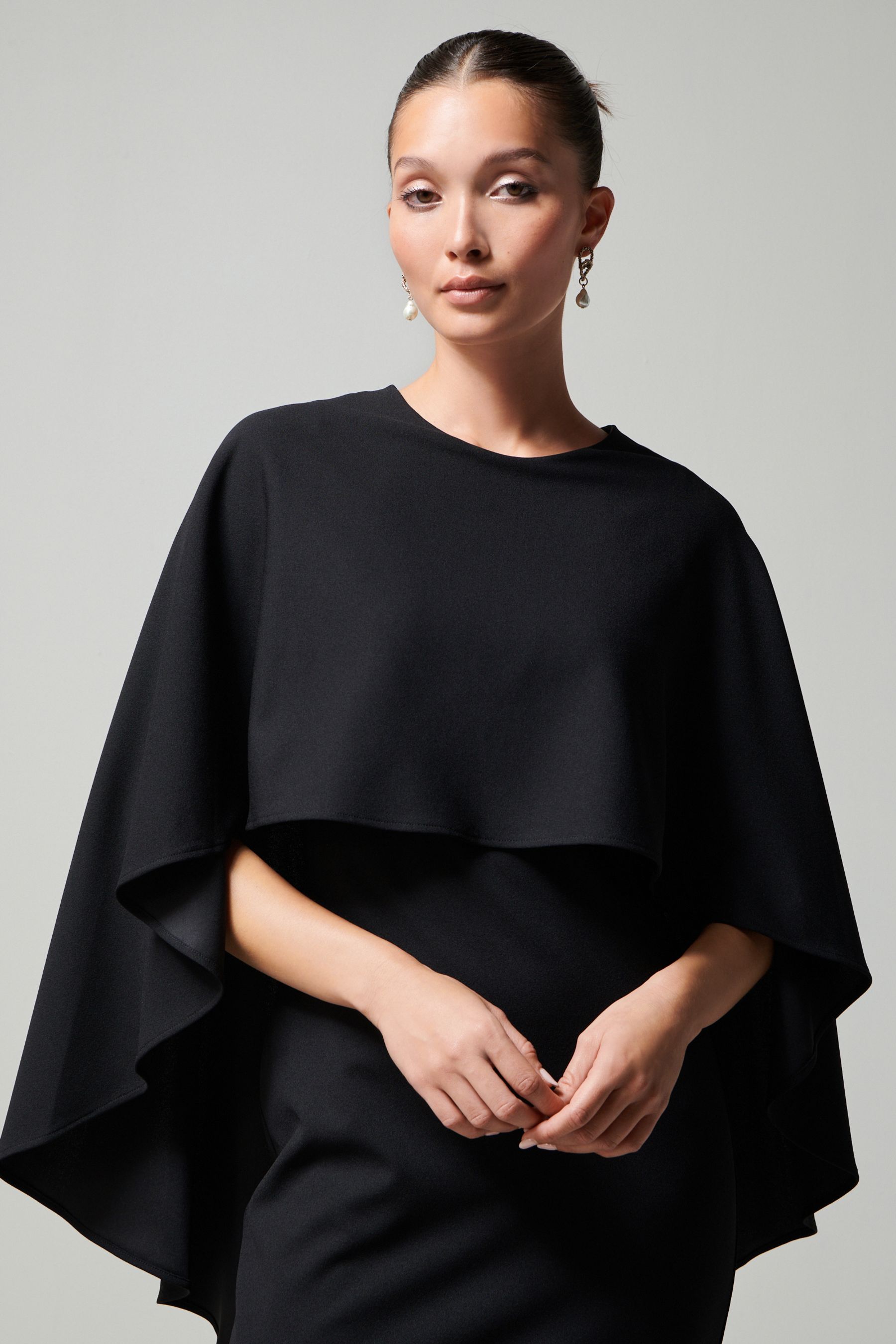 Black dress with cape attached discount