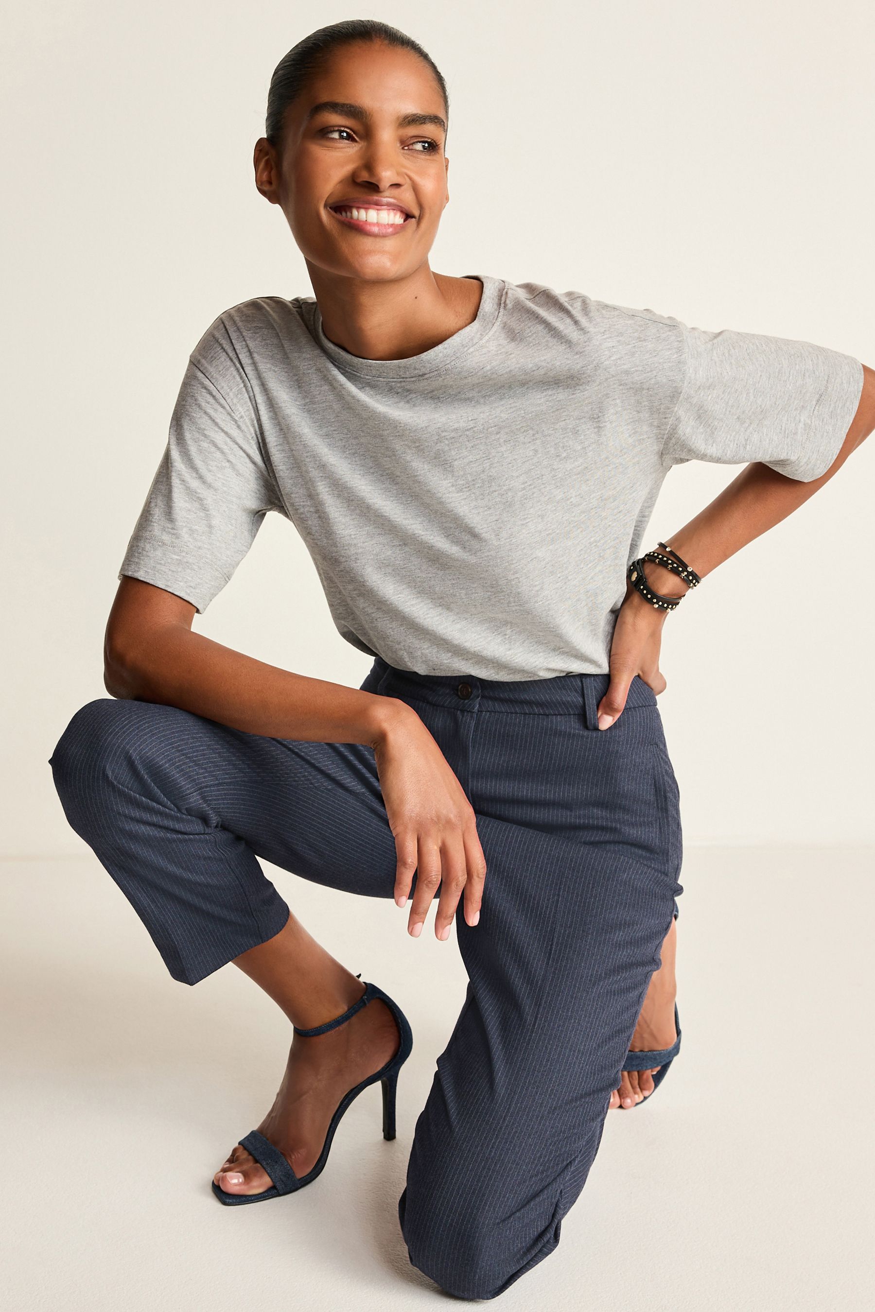 Navy slim sales leg trousers womens