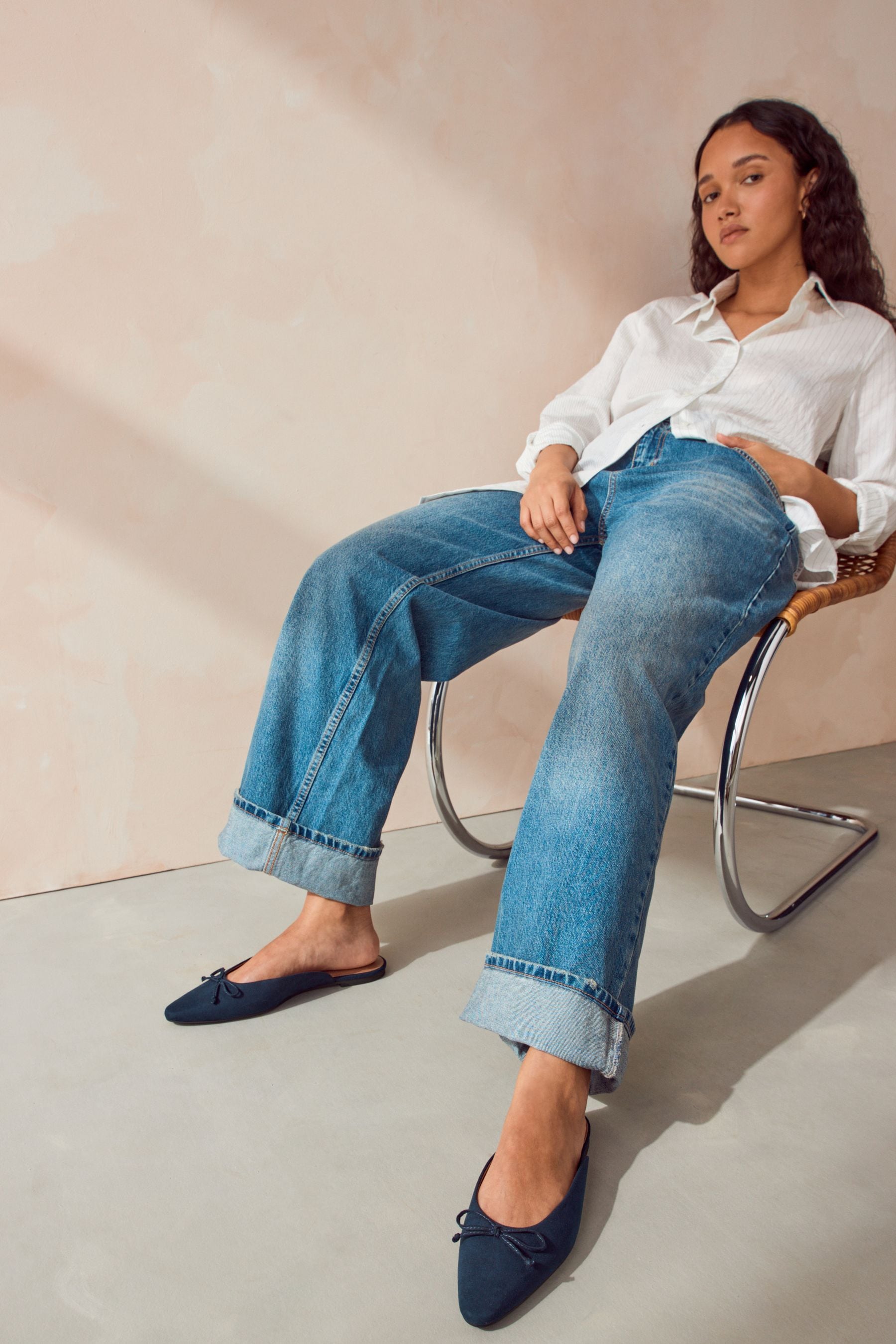 Buy Navy Forever Comfort Bow Mules from the Next UK online shop