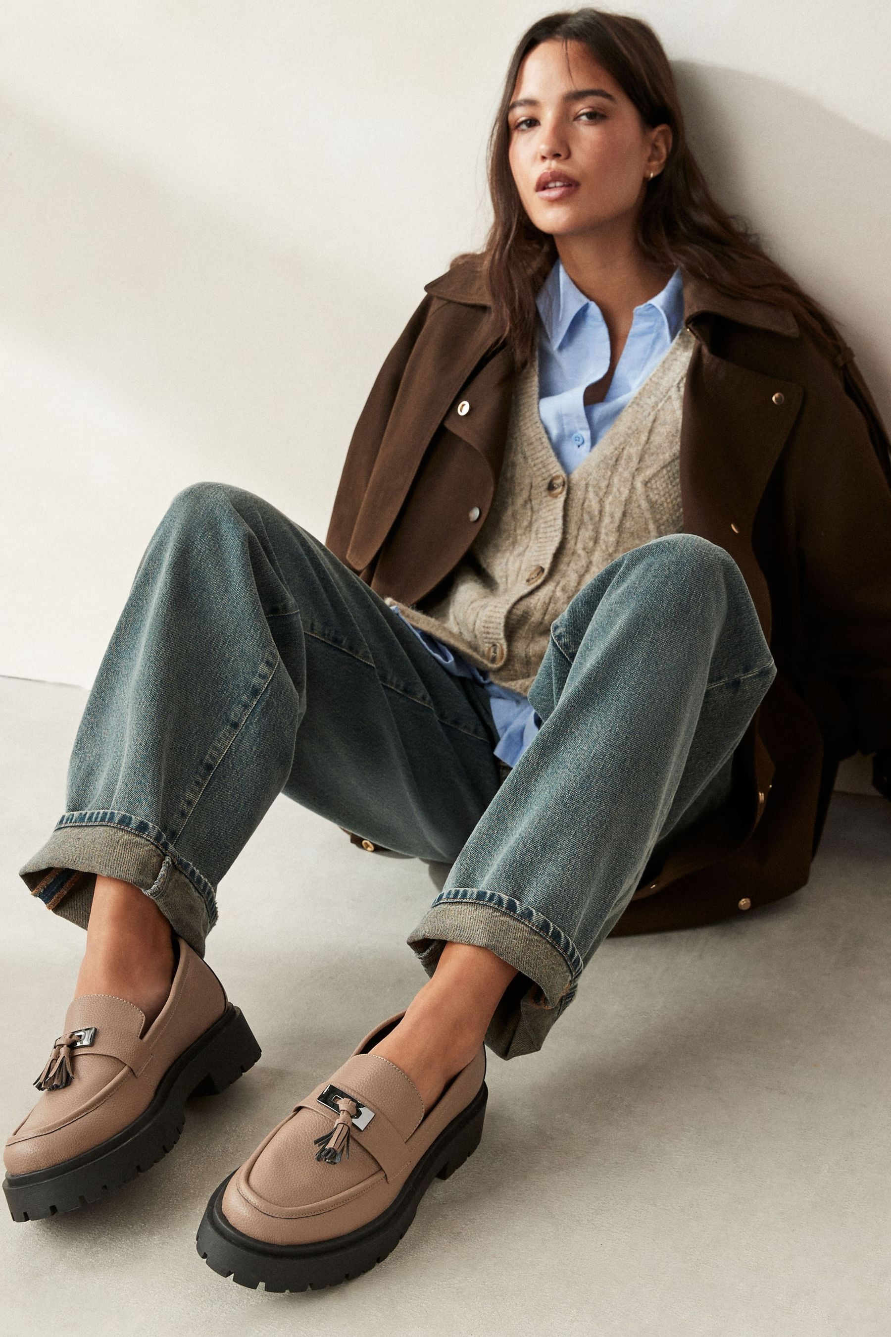 Next tan loafers online