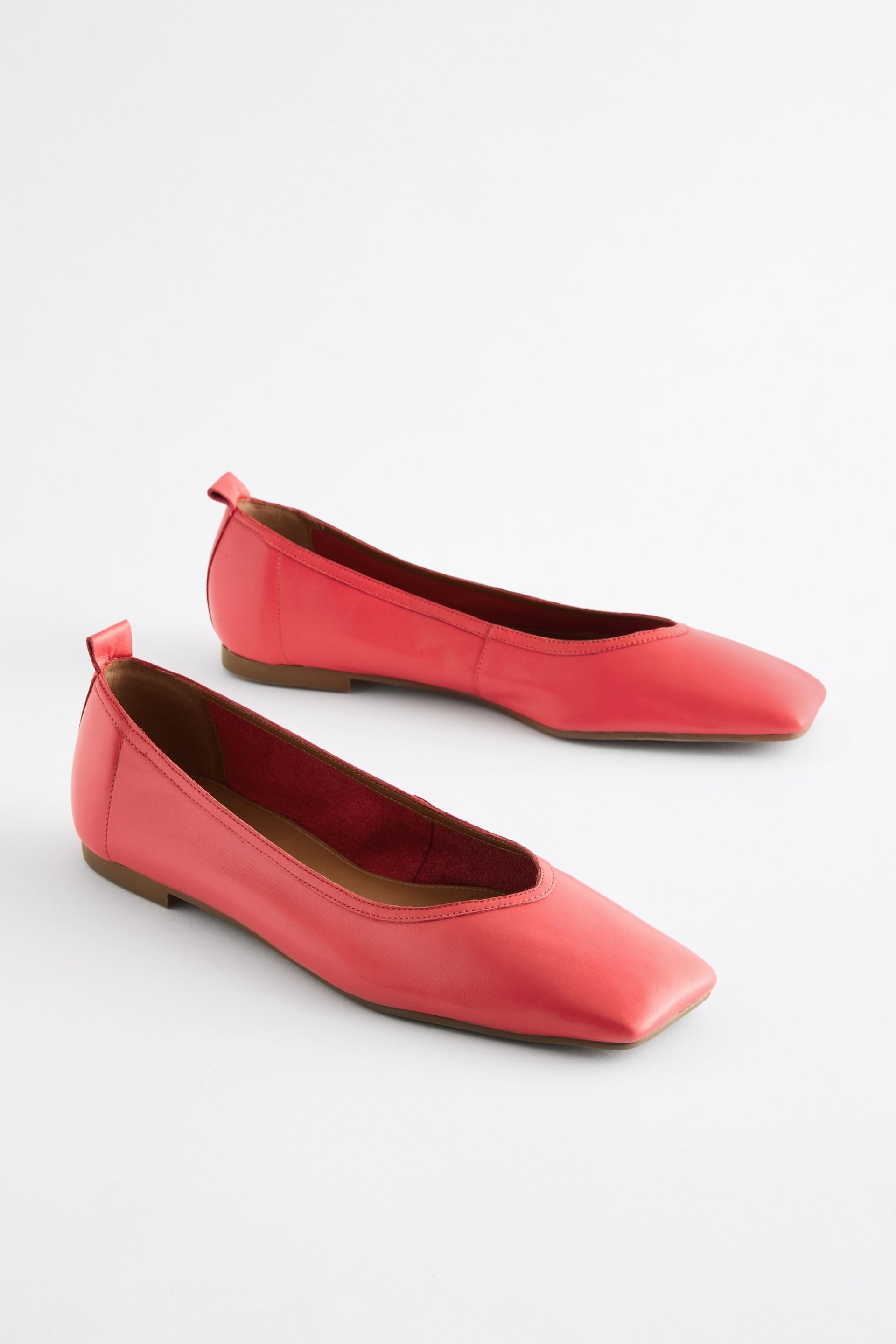 Pink Signature Square Toe Leather Ballerinas - Image 6 of 10