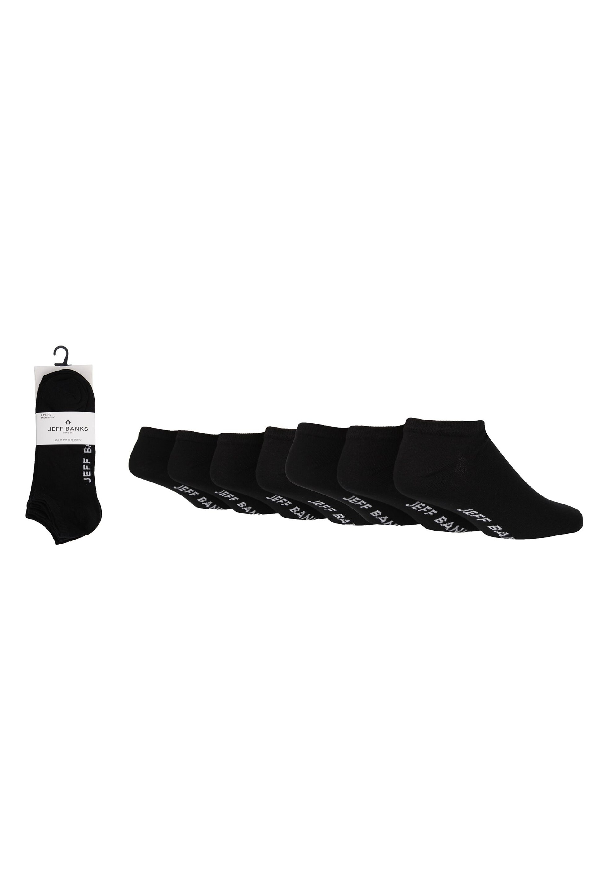 Jeff Banks Black Classic Trainer Liners Socks 7 Pack - Image 2 of 5